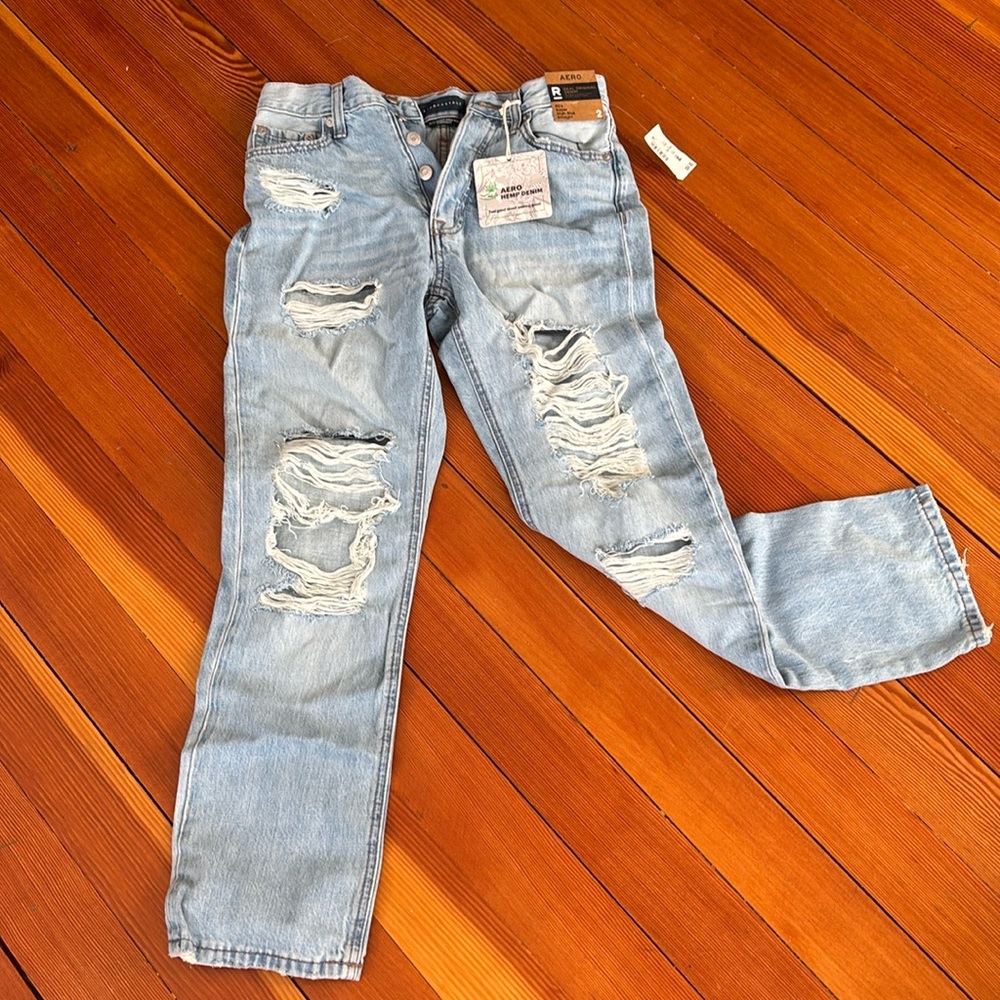 Aeropostale 90's Super High Rise Jeans Straight Size 2  Button Fly New w/ Tags
